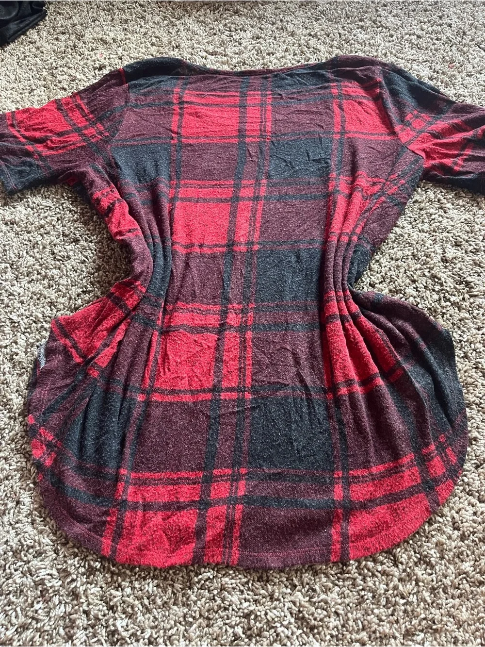 Oversized Red and Black Plaid Top